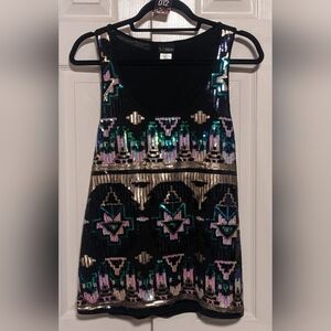 5/$25 Daytrip Geometric Sequined Tank Top